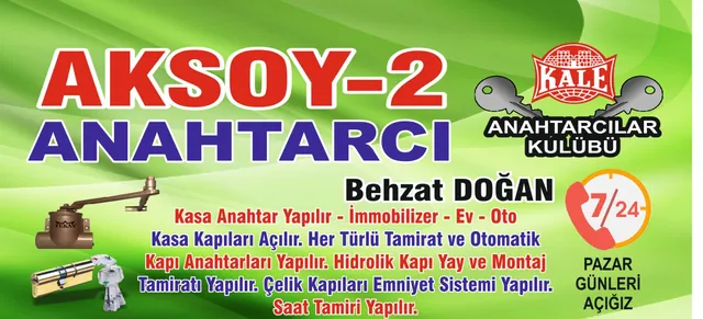Anahtarcı Behzat kartviziti — Behzat Doğan, Kale Anahtarcılar Kulübü, 7/24 hizmet