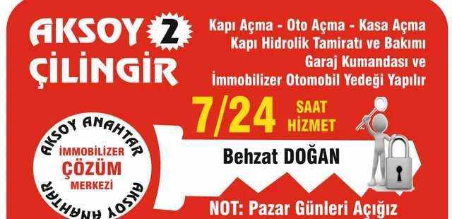 Anahtarcı Behzat kartviziti: kapı açma, oto açma, kasa açma, kapı hidroliği, garaj kumandası, immobilizer